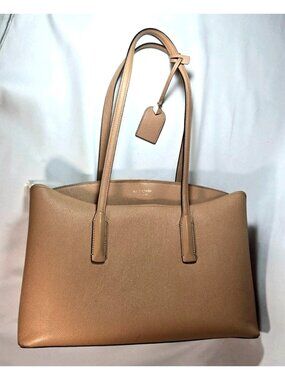 Kate Spade Margaux Work Tote Light Fawn Pebbled Leather Satchel 3 Compartments
